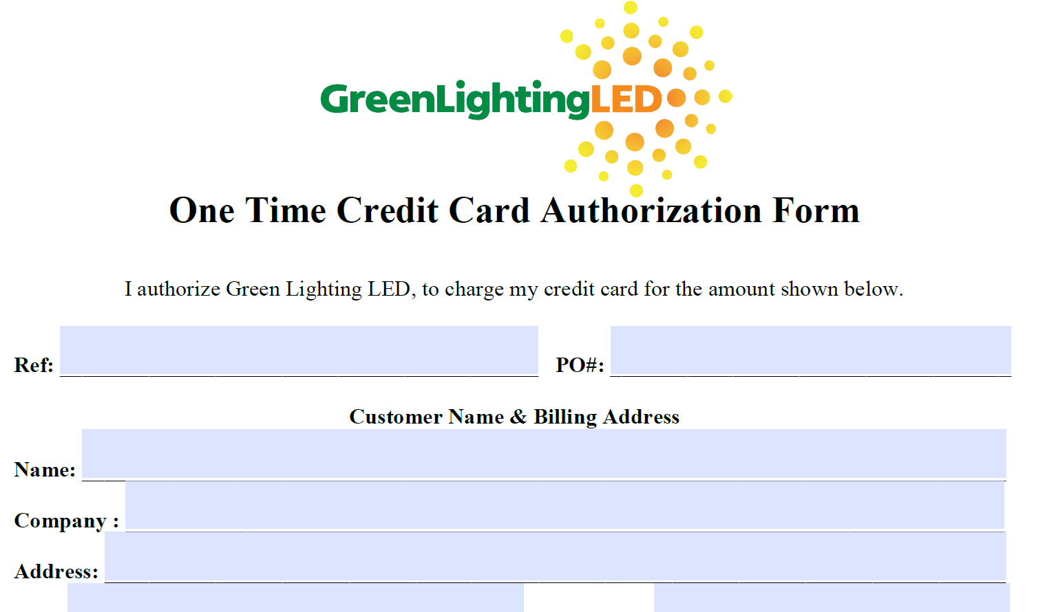 credit card authorization form